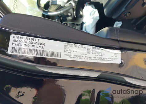 2022 Dodge Durango Gt Plus Awd z USA, uszkodzony, nr VIN 1C4RDJDG8NC194663